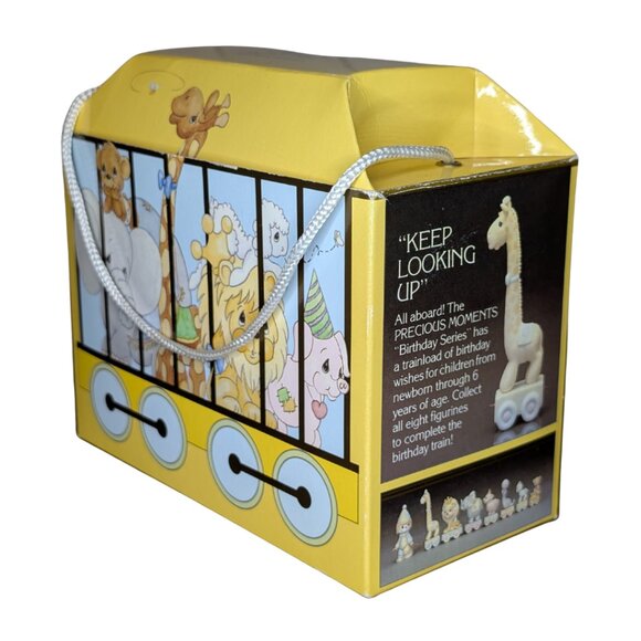 3 for $20 Precious Moments Giraffe 6th Birthday Train Car 1985 with Original Box - Picture 2 of 6